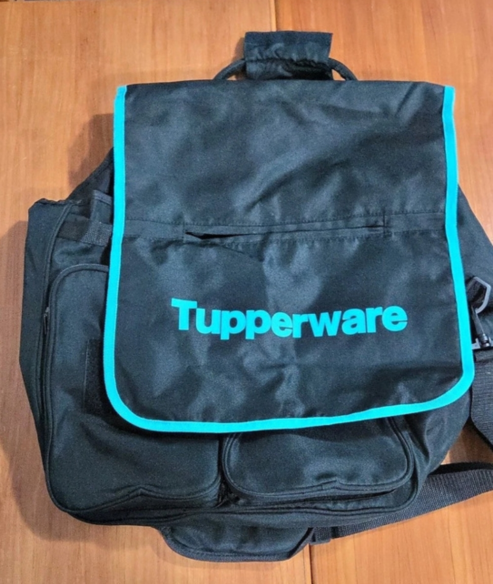 Tupperware Duffle Bag in Black & Teal Letters